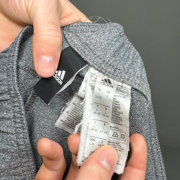 Vintage Y2K Adidas Sweatpants Mens L Slim Soccer Style Fit Grey Cotton Joggers - Picture 4 of 4